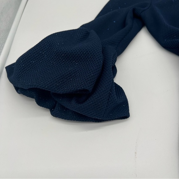 Betsy & Adam Blue Glitter Dress Sz 8 – Retro Glam Bell Sleeves Rhinestone Neck - Picture 3 of 10